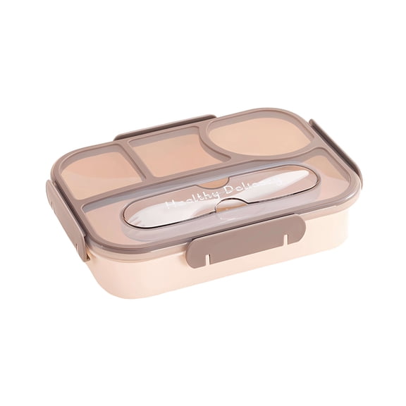 Divided Airtight Portable Lunch Box with Matching Cutlery, Reusable Lunch Box with Silicone Seals,For Work Travel Picnic, BPA-free, Microwave, Dishwasher & Freezer Safe (Coffee)
