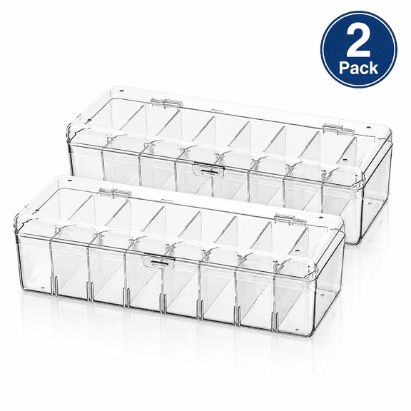 Divided Card Storage Box with Lid, Large Capacity PP Organizer Case with Adjustable Dividers, Dustproof Trading Card Holder for Index Cards, Game Cards, Flash Cards, Coupons and Small Supplies
