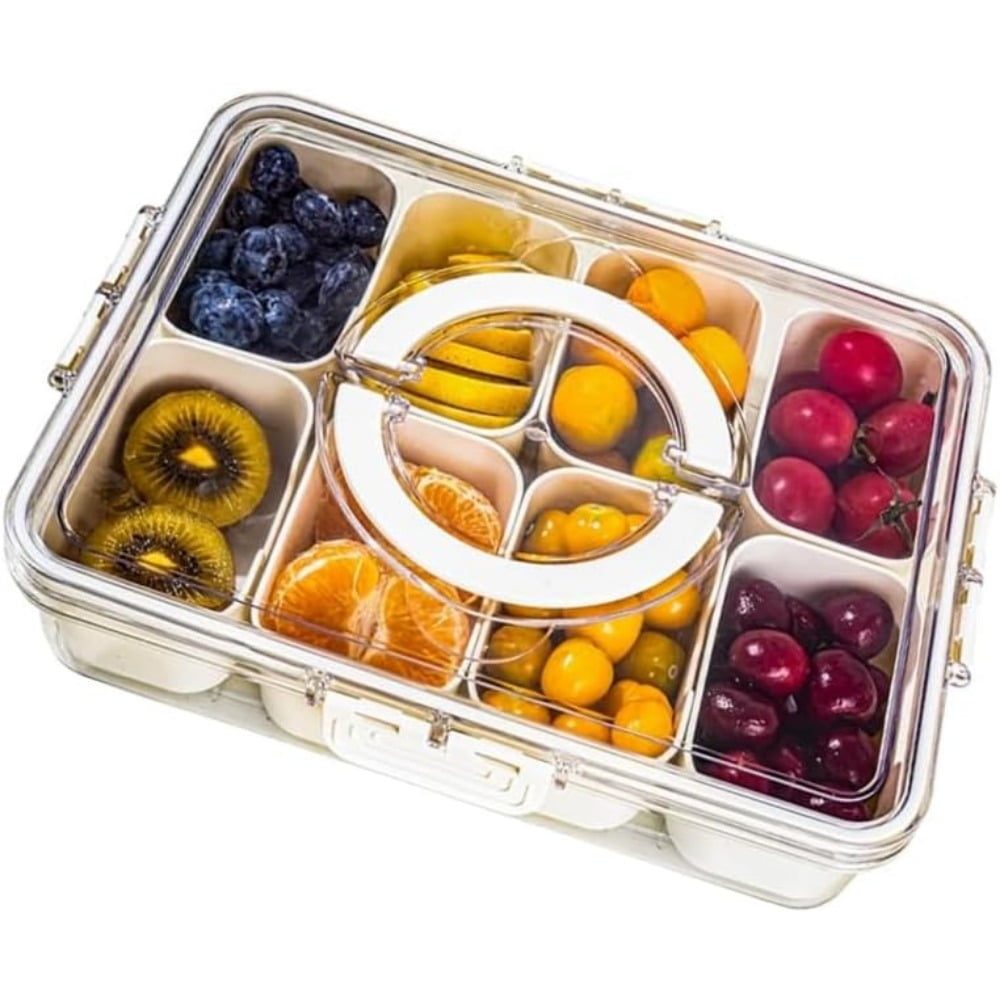 Divided Clear Snack Serving Tray with Lid & Handle, Snackle Box ...