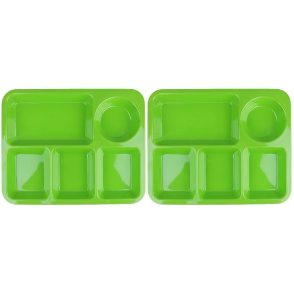 Divided Compartments Plate Practical Tableware Fast Food Trays for Eating Rectangle Set of 2