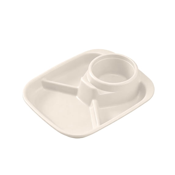 Divided Dinner Plate,Leakproof Soup Bowl Muti-Compartment Sectioned Serving Tray for Home Dining Meal Prep,White