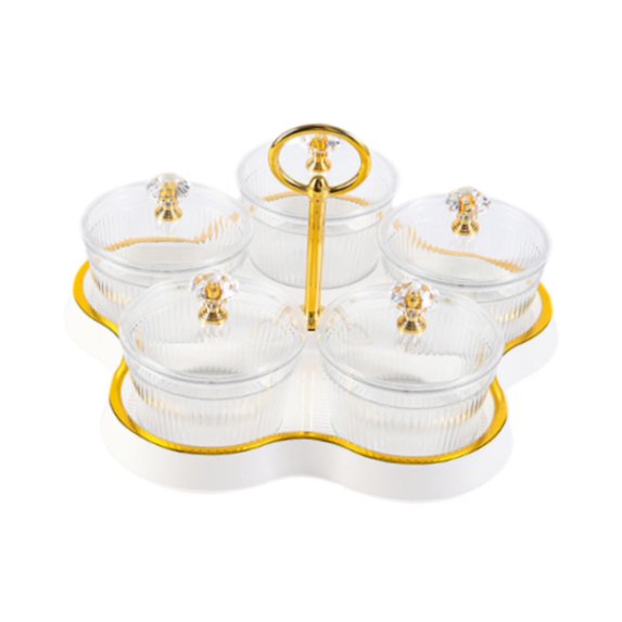 Divided Dried Fruit Plate Dried Fruit Snack Serving Plate Kitchen Storage Jar Five Compartments for Dining Room