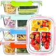 thumbnail image 1 of Divided Glass Storage Containers with Silicone Sleeve for Lunch, Glass Meal Prep Containers 2 Compartment with Lids (5 Pack, 34oz), Leak-Proof Portion Control Food Containers, Dishwasher Safe, 1 of 8