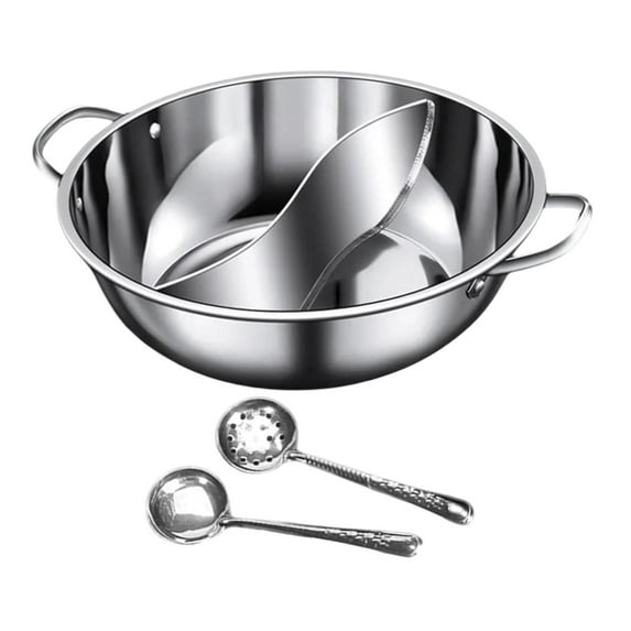 Divided Hot Pot Stainless Steel Double Sided Cooker Fast Heating Function for Family Restaurant Kitchen Use