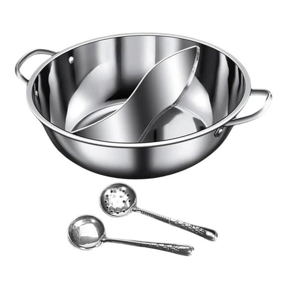 Divided Hot Pot Stainless Steel Double Sided Cooker Fast Heating Function for Family Restaurant Kitchen Use