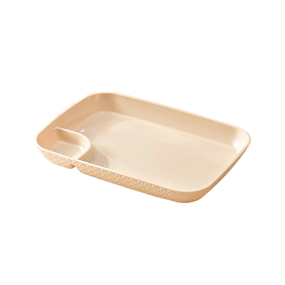 Divided Meal Tray, Plastic Food Plate, Lightweight Dinner Service Trays with 2 Compartments for Campus Hospital Use, 7" x 10"