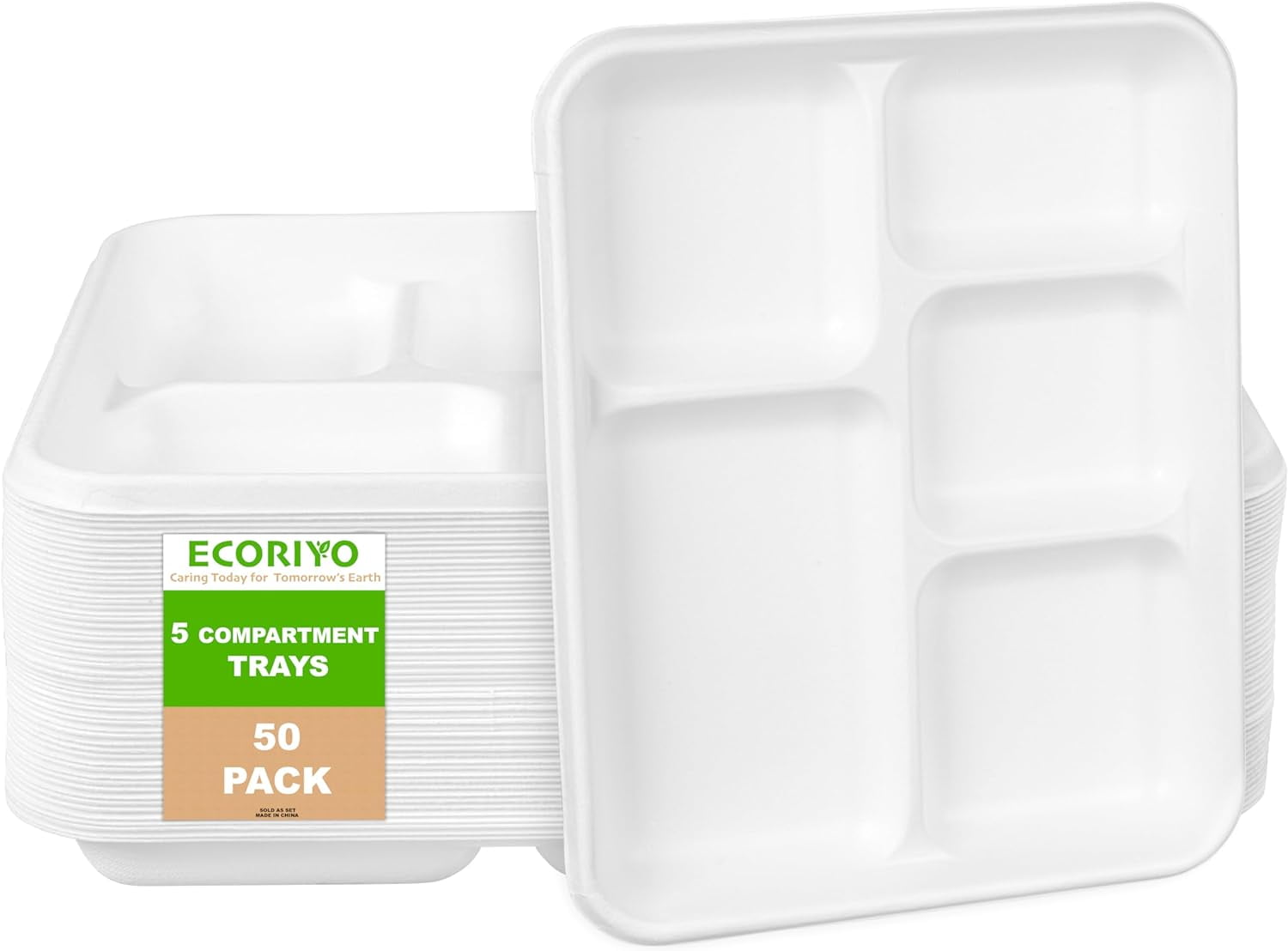 Divided Paper Plates 50Pack of Heavy Duty Disposable Plates with