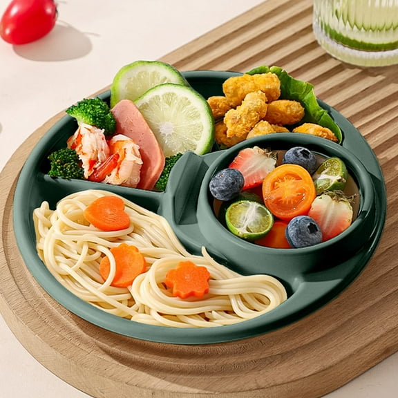 Divided Plastic Dinner Plate with 5 Compartments, 7.68 Inches Diameter Portion Control Plate, For Home, Meal Prep, Balanced Eating, Microwave and Dishwasher Safe, Eco-Friendly Material