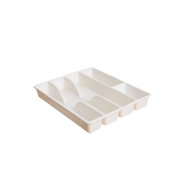 Divided Plastic Silverware Drawer Tray, Compartmentalized Kitchen Utensil Organizer, Spoon Fork Chopstick Separator for Cabinet Drawer Counter Home Kitchen Decor