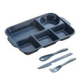 thumbnail image 1 of Divided Plates with 5 Compartments for Portion Control, Microwave and Dishwasher Safe, Reusable Dinnerware for Family, Camping, Parties, and Kitchen Use, 1 of 6