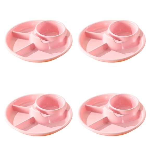 Divided Plates for Adults 4 Packs Unbreakable Portion Control Plate Sectioned with Dividers, 7.7'' Plastic Food Separator Dinner Plates Lightweight Compartment Reusable Portion Control Plates