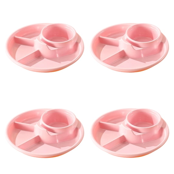 Divided Plates for Adults 4 Packs Unbreakable Portion Control Plate Sectioned with Dividers, 7.7'' Plastic Food Separator Dinner Plates Lightweight Compartment Reusable Portion Control Plates