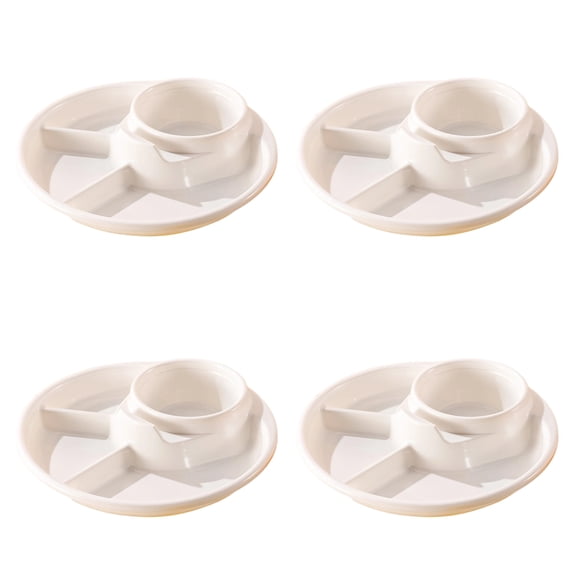 Divided Plates for Adults 4 Packs Unbreakable Portion Control Plate Sectioned with Dividers, 7.7'' Plastic Food Separator Dinner Plates Lightweight Compartment Reusable Portion Control Plates