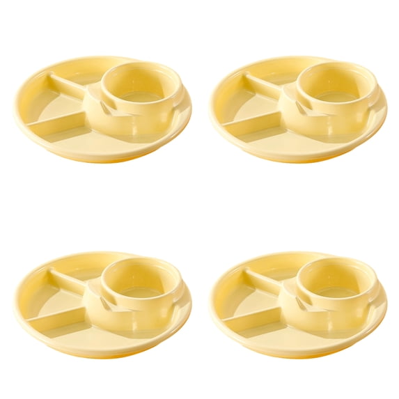 Divided Plates for Adults 4 Packs Unbreakable Portion Control Plate Sectioned with Dividers, 7.7'' Plastic Food Separator Dinner Plates Lightweight Compartment Reusable Portion Control Plates