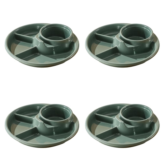 Divided Plates for Adults 4 Packs Unbreakable Portion Control Plate Sectioned with Dividers, 7.7'' Plastic Food Separator Dinner Plates Lightweight Compartment Reusable Portion Control Plates