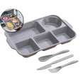thumbnail image 1 of Divided Plates Unbreakable Wheat Straw Dinnerware Lunch Trays Lightweight Reusable Plastic Compartment Microwave Dishwasher Safe Separator Plates, 1 of 6