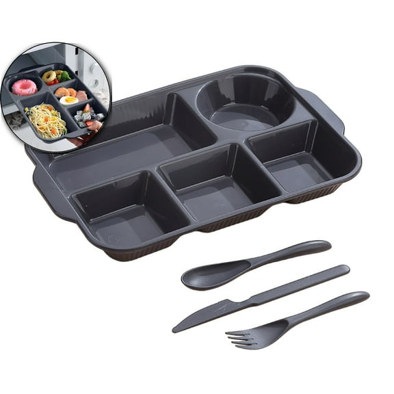 Divided Plates Unbreakable Wheat Straw Dinnerware Lunch Trays Lightweight Reusable Plastic Compartment Microwave Dishwasher Safe Separator Plates