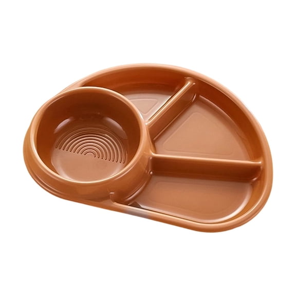 Divided Plates for Adults Portion Control Plates Half Round Plastic Dinner Plate for Camping Outdoor Or Every Day Use Brown