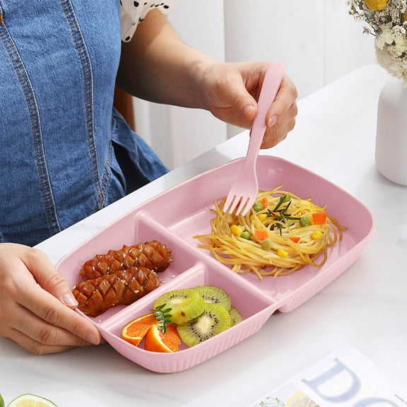 Divided Plates,for Kids Adults, Portion Control Bariatric Plate, Wheat Straw Plates with 3 Compartments, Unbreakable Reusable Portion Control Plates, BPA Free