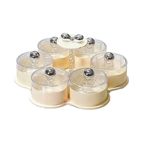 Divided Rotating Food With Lid & Handle, Portable Snack Spinner for Fruits, Veggies, Nuts, Charcuterie, Party, Travel, Picnic, and Fridge Storage