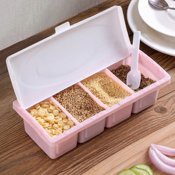 Divided Seasoning Container, Airtight Spice Organizer with Lid for Kitchen Storage, Portable Seasoning Box for Camping Travel and Home Use