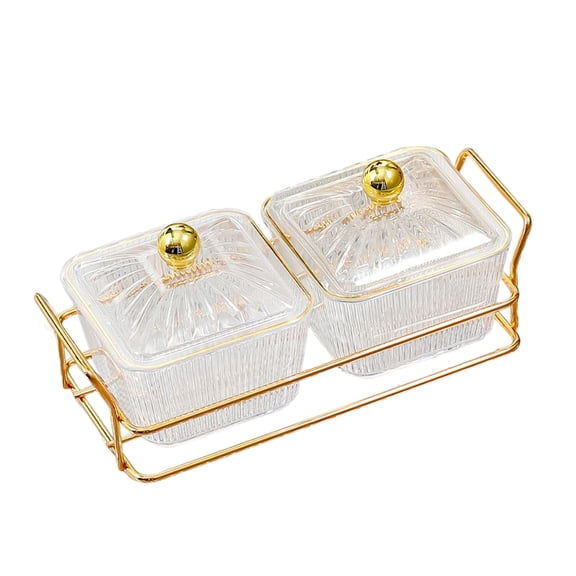 Divided Serving Dishes, Nuts Tray, Food Storage Box, Snack Dishes, Appetizer Serving Tray , 2 Grids Grids Clear