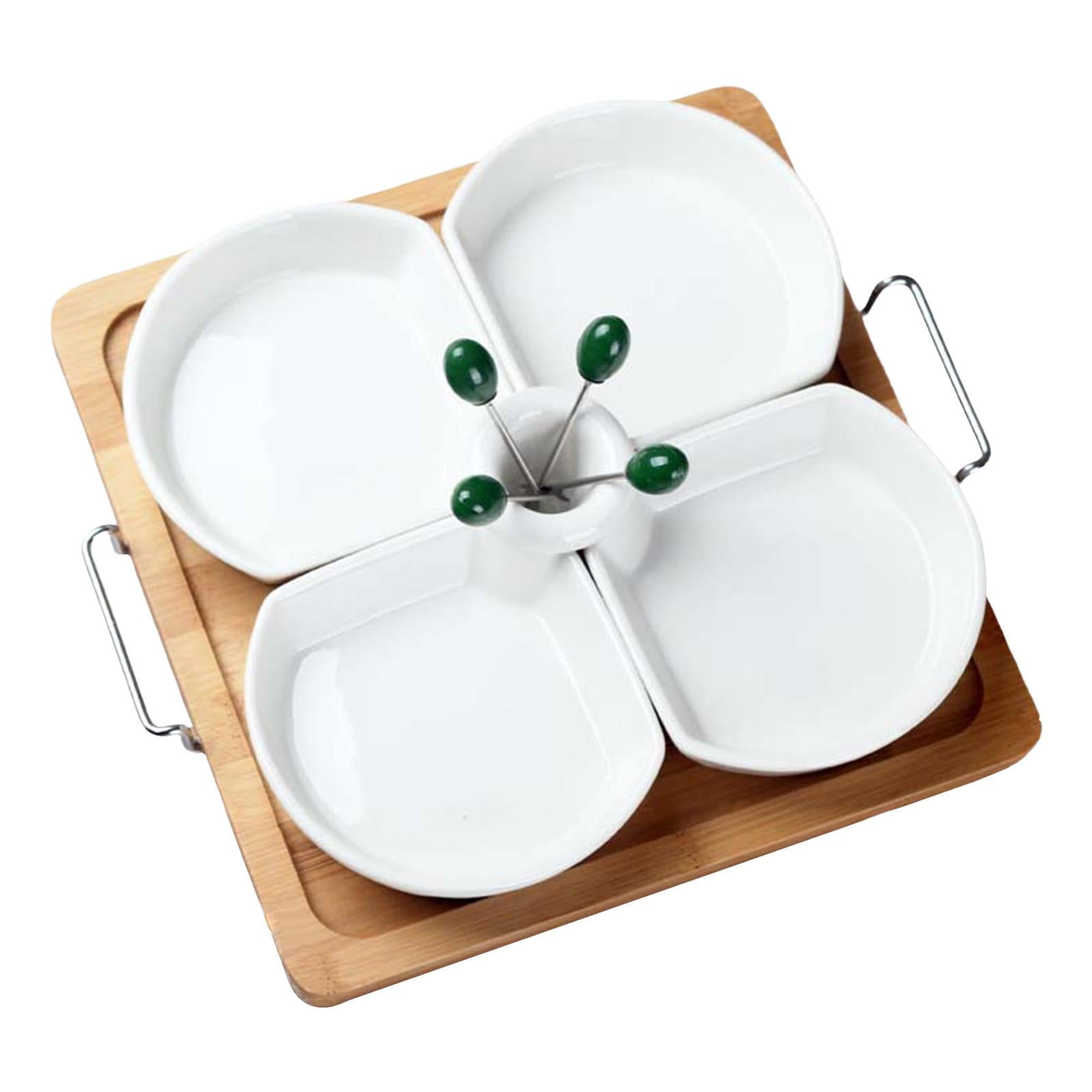 Divided Serving Platter 4 Compartment Housewarming Gift Easy to Clean Modern Sturdy Chips and Dip Serving Dish for Coffee Shops Hotel Cakes C