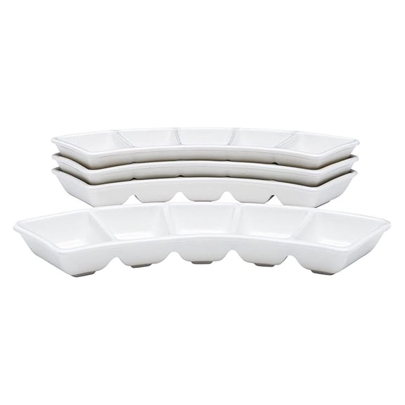 Divided Serving Tray, 5 Section Porcelain Circular Serving Party Platter, Pack of 4, 10 Inch Small White Serving Dish for Entertaining, Condiments, Candies, Charcuterie, Snack