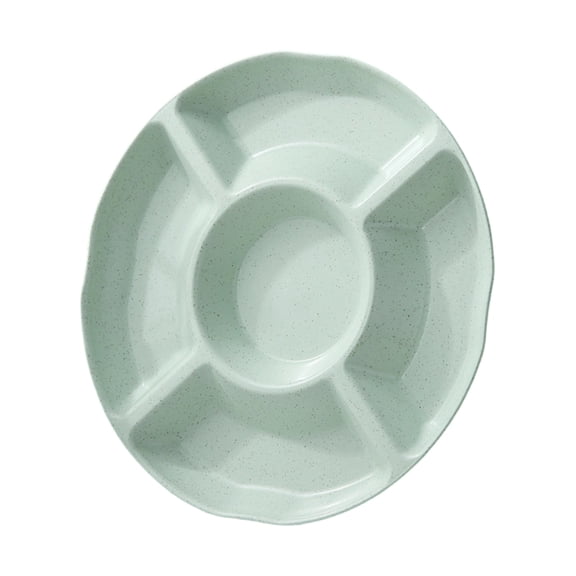 Divided Serving Tray, 9 Inch Chip and Dip Platter, 5 Sectional Appetizer Veggie Plate, Party Snack Relish Tray for Serving Food (Mint Green)