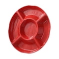 thumbnail image 1 of Divided Serving Tray, 9 Inch Chip and Dip Platter, 5 Sectional Appetizer Veggie Plate, Party Snack Relish Tray for Serving Food (Red), 1 of 7