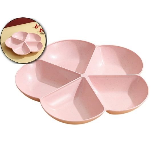 Divided Serving Tray, Appetizer Sectioned Platter, Dessert Serving Dish, Reusable Plastic Snack Plates, Round Relish Tray, 4 Compartment for Chips and Dip Veggies Candy Nut Fruit