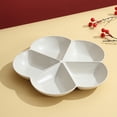 thumbnail image 1 of Divided Serving Tray, Appetizer Sectioned Platter, Flower Shape Dessert Serving Dish, Reusable Plastic Snack Plates, 5 Compartments (Beige), 1 of 6