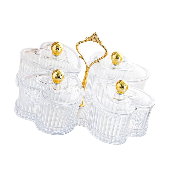 Divided Serving Tray Fruit Plate Condiment Server Transparent Cover Multi Section for Dining Entertaining