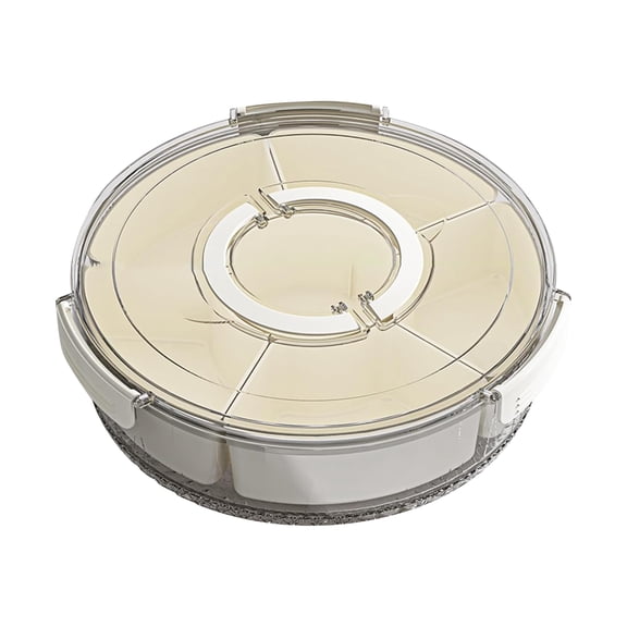 Divided Serving Tray With Lid, 6-Section Stackable Snackle Box Container, Rotating Spice Organizer For Candy And Snacks, Serving Tray For Kitchen Countertop And Party Tables(A)