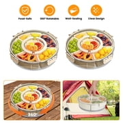 Divided Serving Tray with Lid and Handle 360  Rotatable Snack Container with 6 Dividers Clear Portable Snack Platters for Serving Perfect for Party Picnic S