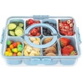 thumbnail image 1 of Divided Serving Tray with Lid and Handle, Portable Snackle Box Charcuterie Container for Party, Veggies, Fruits, Nuts, Candy, Food Tray Platter Snack Box for Entertaining, Picnic, Blue, 1 of 8