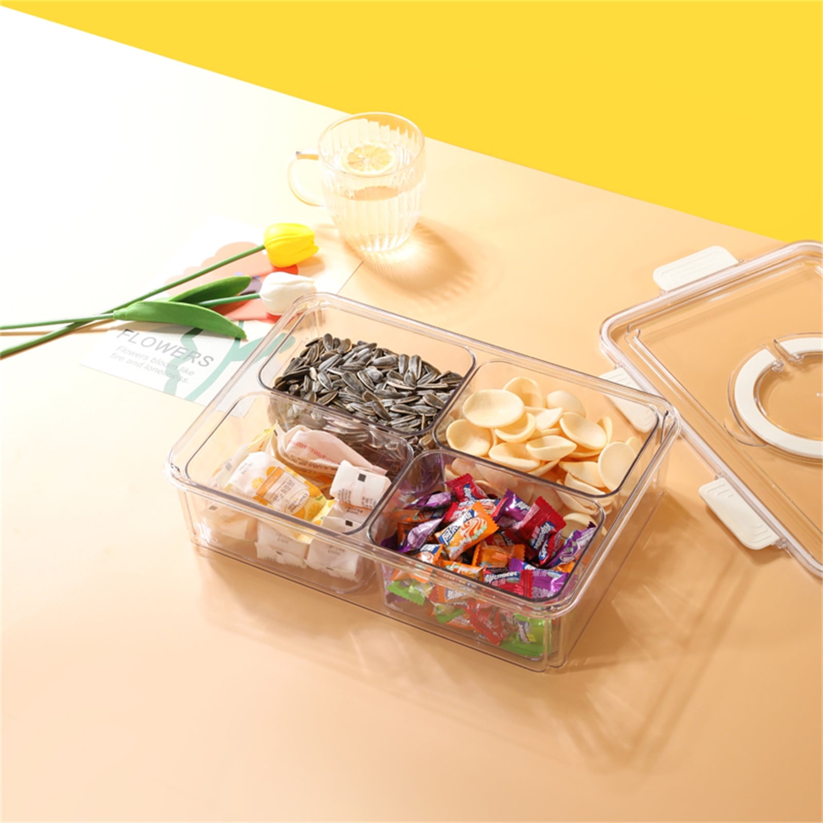 Divided Serving Tray with Lid and Handle Snack Box Charcuterie