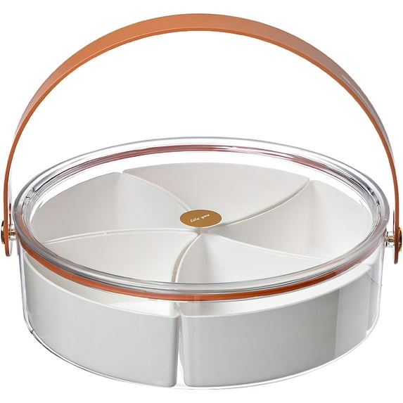 MeeTop Portable Plastic 10.2" x 10.2" x 3.1" Compartment Serving Tray with Lid, Clear