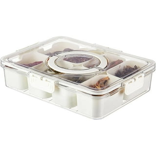 Divided Serving Tray with Lid Snackle Box Container with Drain Holes 4  Compartment Snackle Box Charcuterie Container Portable Veggie Tray