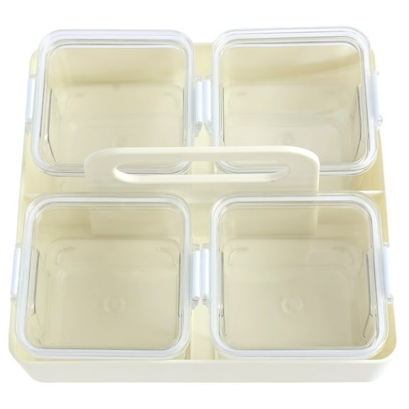 Divided Serving Tray with Lid and Handle - Snackle Box Charcuterie Container for Portable Snack Platters - Clear Organizer for Candy Fruits Nuts Snacks - Perfect for Party Entertaining