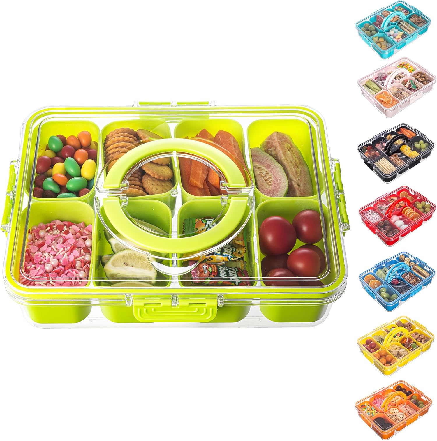 Divided Serving Tray with Lid and Handle - Snackle Box Charcuterie ...
