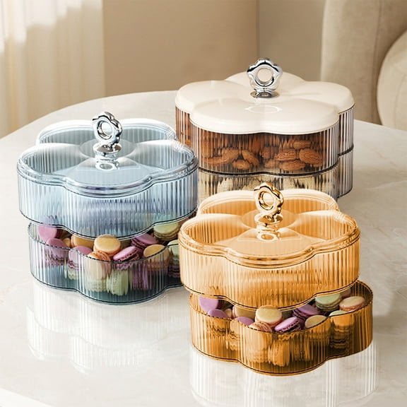 Divided Serving Tray with Lid Plastic Food Organizer Snack Bowls Candy Containers Non-Stick & Easy Clean for Sweet Nut Crackers Snacks Perfect for Parties Picnics and Family Gatherings Topliu