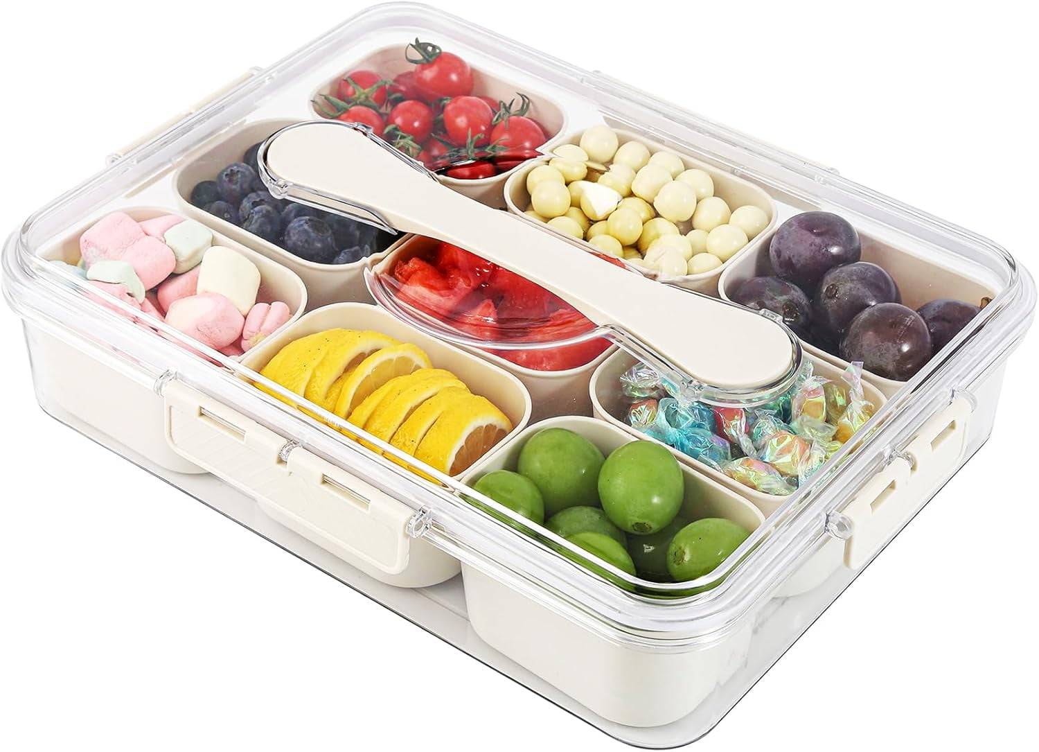 Portable Snack Tray With Lid Divided Snack Serving Tray With Lid ...