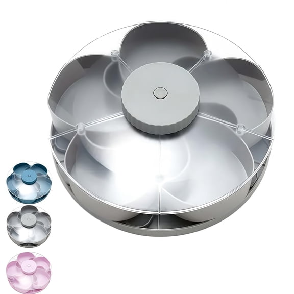 Divided Serving Tray That Spins - Perfect for Snacks,Dips & Party Appetizers,Rotating Snack Box Container with Lid,Lazy Susan Organizer Veggie Fruit Tray for Kitchen,Travel and Picnic.