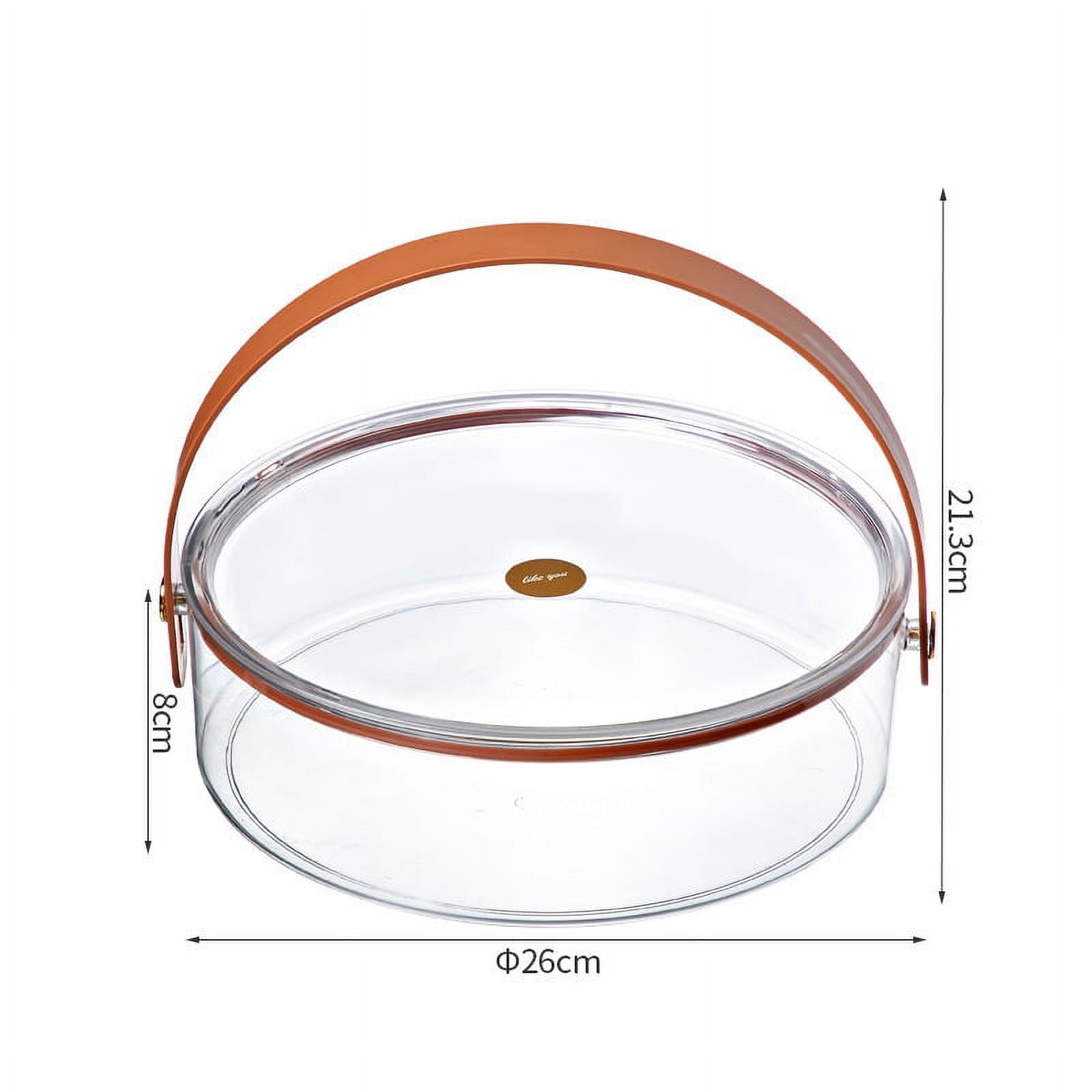 Clear Divided Serving Tray with Lid & Handle, Portable Round Plastic Veggie  Tray, Platter Food Storage Container Box for Candy, Appetizer, Snack