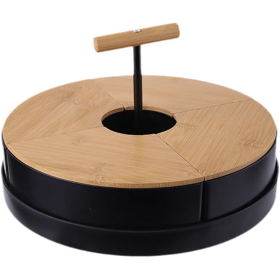 Divided Serving Tray with Bamboo Lid, Sectional Platter for Table Events
