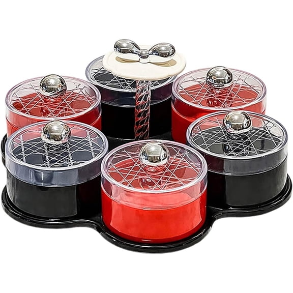 Divided Serving Tray with Lid, 6-Compartment for Kitchen and Picnic