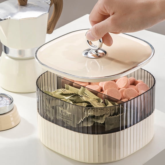 Divided Serving Tray with Lid Plastic Snack Bowl Organizer for Nuts, Fruits, Candy, and Crackers