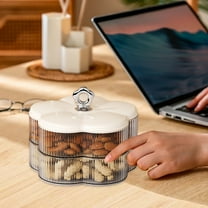 Divided Serving Tray with Lid, Plastic Snack Food Organizer, Candy Nut Storage Container, Sealed Moisture Proof Compartments, Portable Party Platter