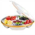 thumbnail image 1 of Divided Serving Tray with Lid - Reusable Veggie Tray with Lid and Dip Snack Platter 6 Compartments 10inch 60oz, 1 of 7